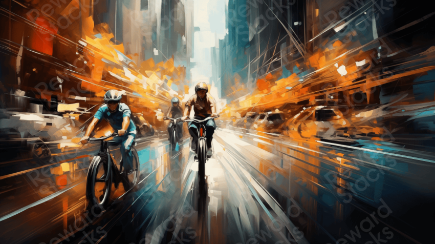 Top view motion colorful headlights