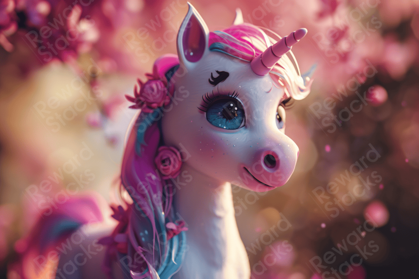 Colorful happy little unicorn