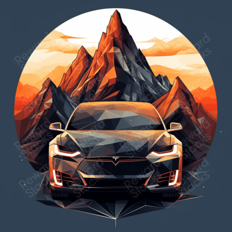 Tesla model X illustration for t shirt