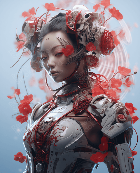 Digital asian female cyber character