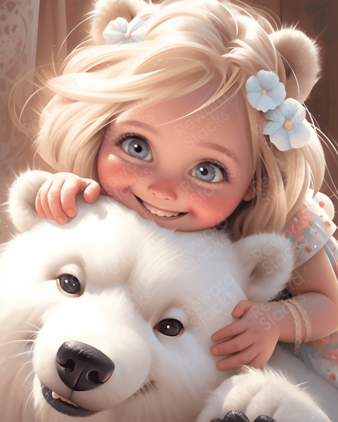 Cute little girl with a toy