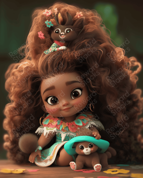 Cute little girl with her toys