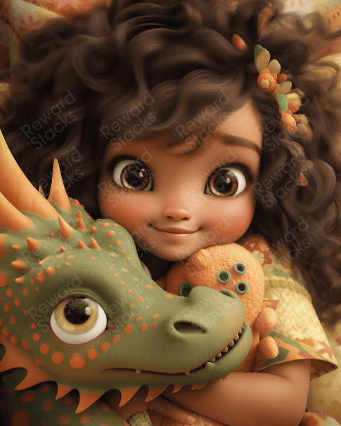Cute little girl with her dragon