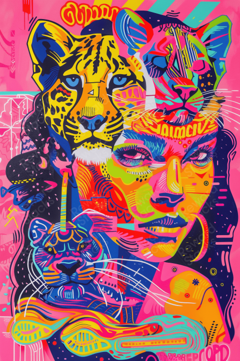 Colorful illustration with different symbols