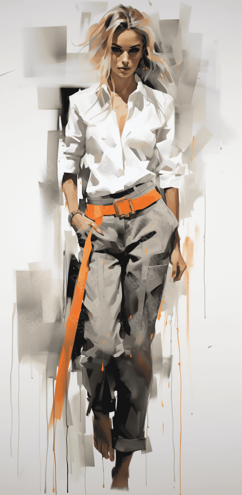 Painting of a model fashion design