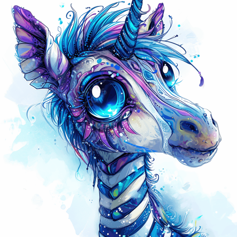 watercolor colorful zebra