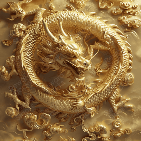Golden dragon on the wall
