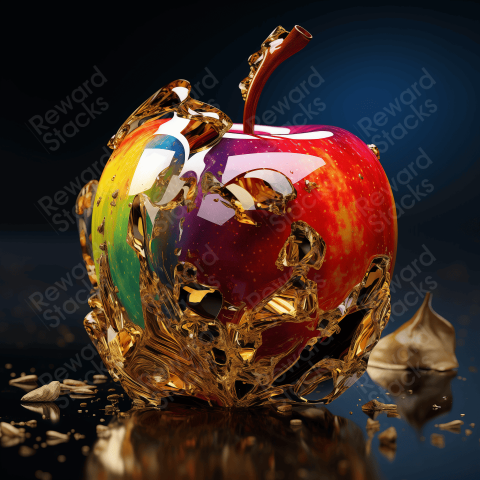 Cryatal apple with melting gold