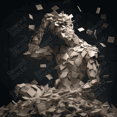 Statue with pieces of paper
