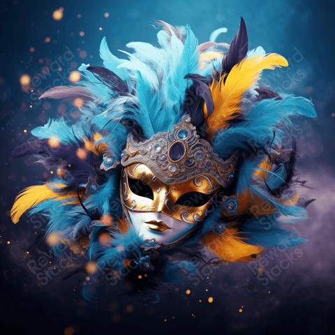 Fashion carnival mask and feathers