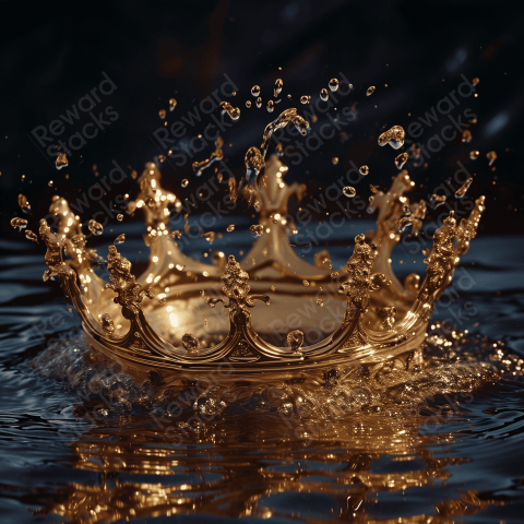Crown of kings in the rain water splashes closeup