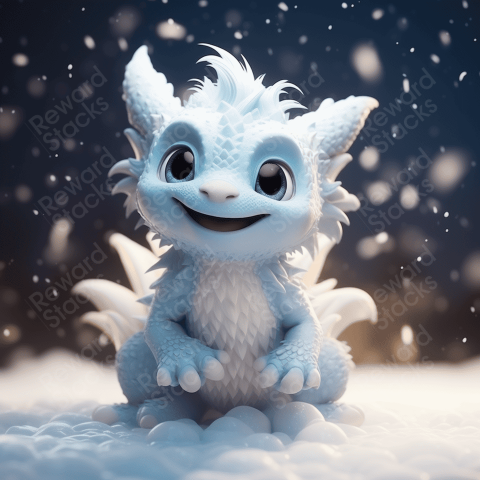 Winter Dragon kawaii and Pixar style