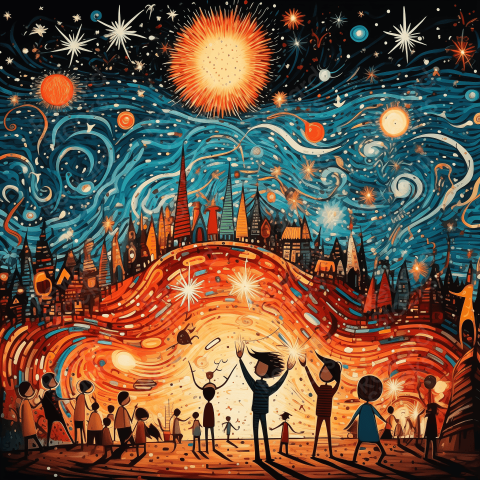 People Celebrating a festival of lights