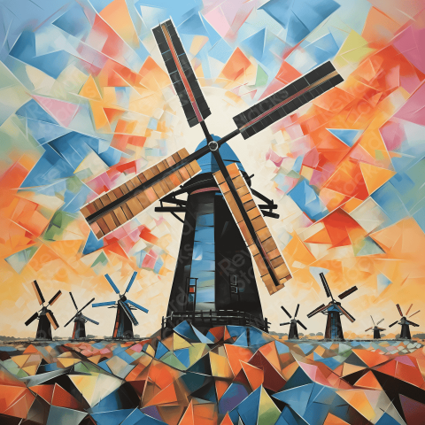 Painting windmills of Holland