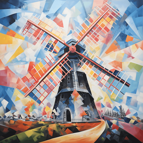 Painting windmills of Holland