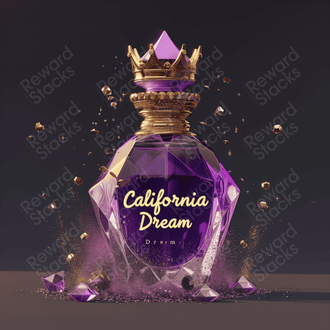 A purple and crystal diamonds perfume bottle