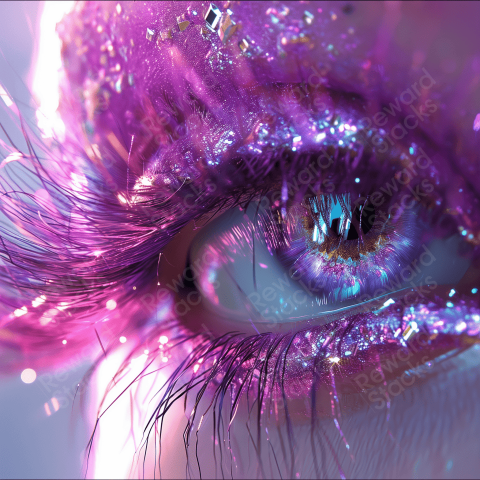 Purple eyelashes Close up
