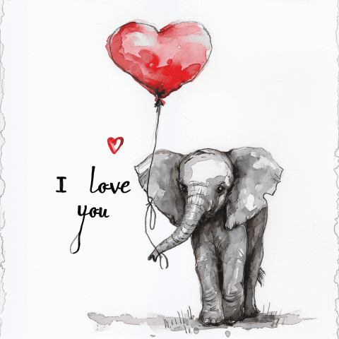 Water color valentine postcard