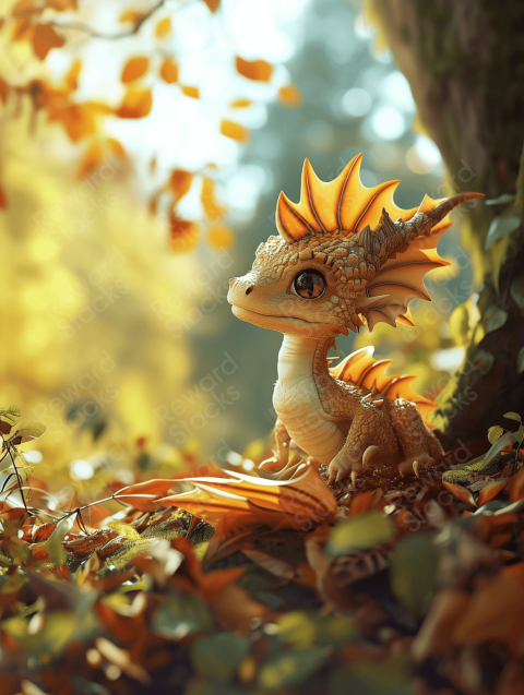 Little dragon in a forest