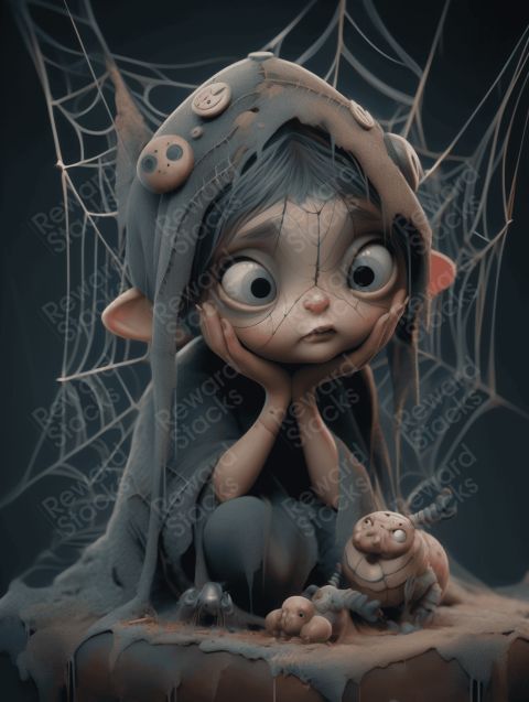 Fairy with Spider Net 3D Render