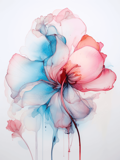 Watercolor one flower translucent