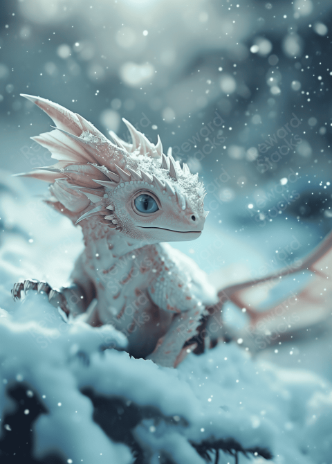 Elven dragon on the snow